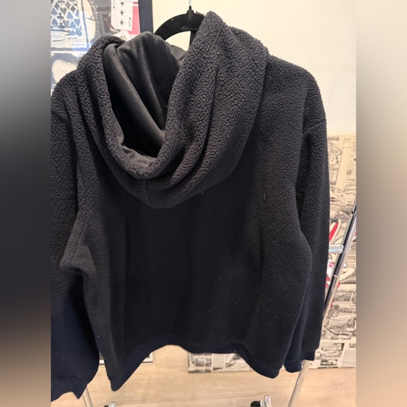 adidas Black Sherpa Logo Pullover Hoodie - Picture 3 of 3